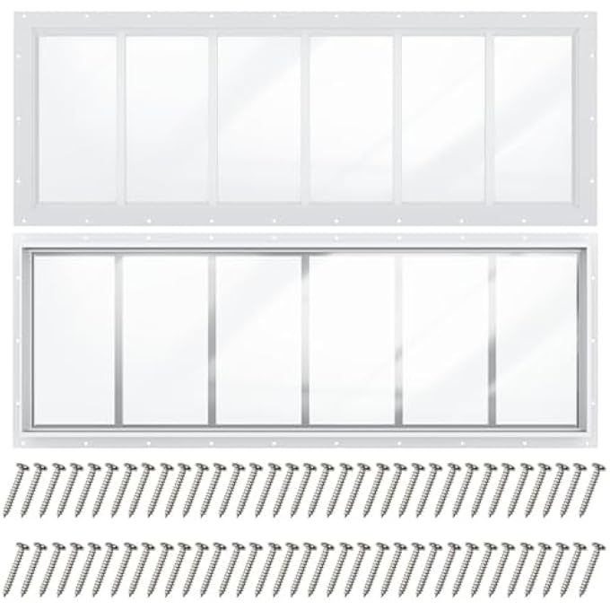 Transom Window For Shed, Fixed Tempered Garage Window For Playhouse, New Exterior Construction Windows (10"X35" 2Pcs) - Image 1