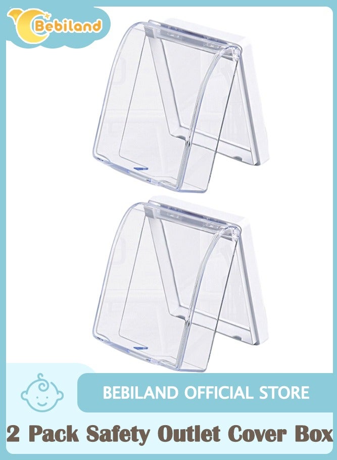 Bebiland 2 Pack Baby Safety Outlet Cover Box, Outlet Covers Baby Proofing, Plug Covers for Electrical Outlets, Baby Proof Outlet Covers For Bath Toilet Wall  - Image 1