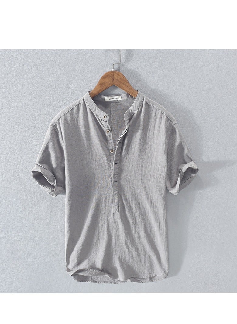 Men's Cotton And Linen Short Sleeved Shirt  - Image 1