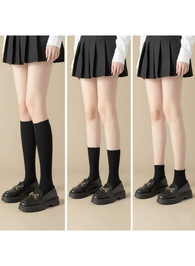 、جوارب ضغط قطنية نسائية متوسطة الطول تصل إلى الركبة، مصممة لتنحيف الجسم، عالية المرونة، ناعمة، لطيفة على البشرة، متعددة الاستخدامات (3 أزواج) - Image 1