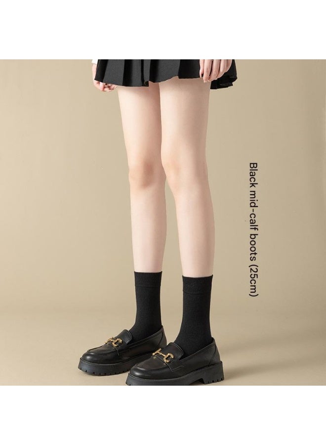 、جوارب ضغط قطنية نسائية متوسطة الطول تصل إلى الركبة، مصممة لتنحيف الجسم، عالية المرونة، ناعمة، لطيفة على البشرة، متعددة الاستخدامات (3 أزواج) - Image 4