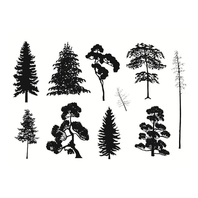 10pcs Forest Pine Tree Clear Stamps Silicone Stamp Cards Tree Pattern Transparent Seal Stamps for Holiday Card Making Decoration and DIY Scrapbooking Album DIY Crafts