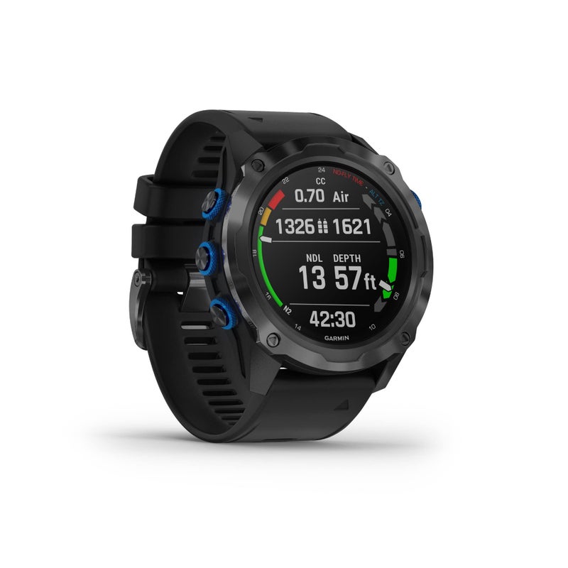 GARMIN ساعة غارمين ديستنت Mk2i، كمبيوتر غوص على شكل ساعة مع تكامل الهواء، ميزات تدريب متعددة الرياضات/ذكية، تيتانيوم مع حزام أسود - Image 2