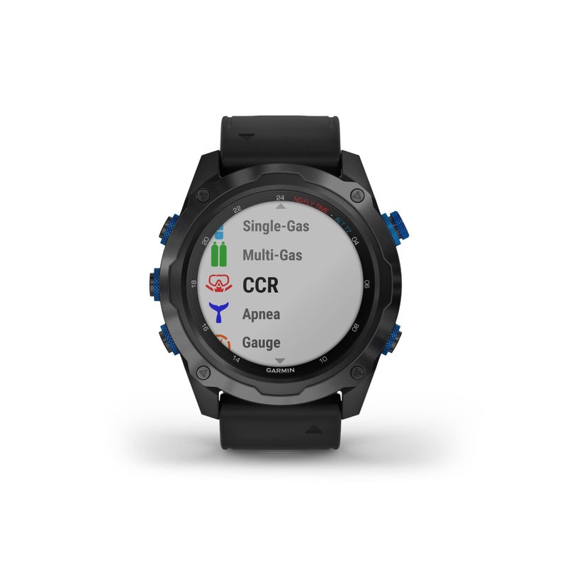 GARMIN ساعة غارمين ديستنت Mk2i، كمبيوتر غوص على شكل ساعة مع تكامل الهواء، ميزات تدريب متعددة الرياضات/ذكية، تيتانيوم مع حزام أسود - Image 1