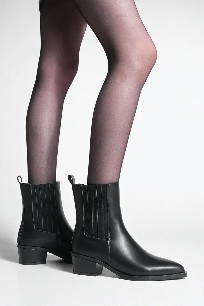 MARJIN Women's Pointed Toe Thick Heel Casual Boots Losya