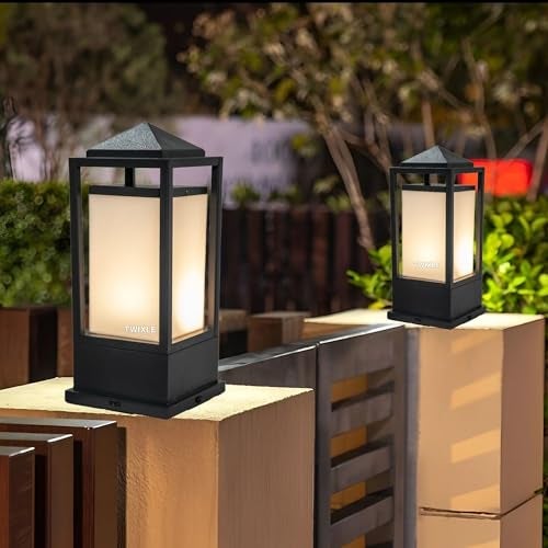 RBSK with Bulb Metal and Glass Gate Light Waterproof Pillar Lamp Outdoor Decor Garden Lighting Pole Mount Exterior Fixture for Home Entrance Patio Compound Boundary (Prince) (Pack of 2) - Image 1
