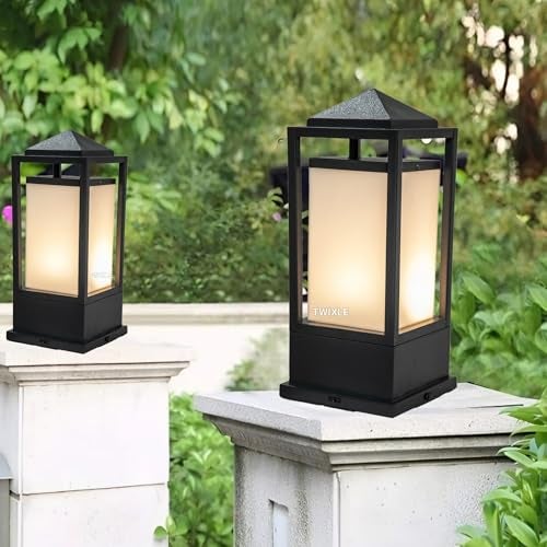 RBSK with Bulb Metal and Glass Gate Light Waterproof Pillar Lamp Outdoor Decor Garden Lighting Pole Mount Exterior Fixture for Home Entrance Patio Compound Boundary (Prince) (Pack of 2) - Image 3