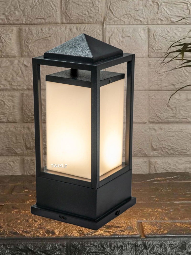 RBSK with Bulb Metal and Glass Gate Light Waterproof Pillar Lamp Outdoor Decor Garden Lighting Pole Mount Exterior Fixture for Home Entrance Patio Compound Boundary (Prince) (Pack of 2) - Image 2