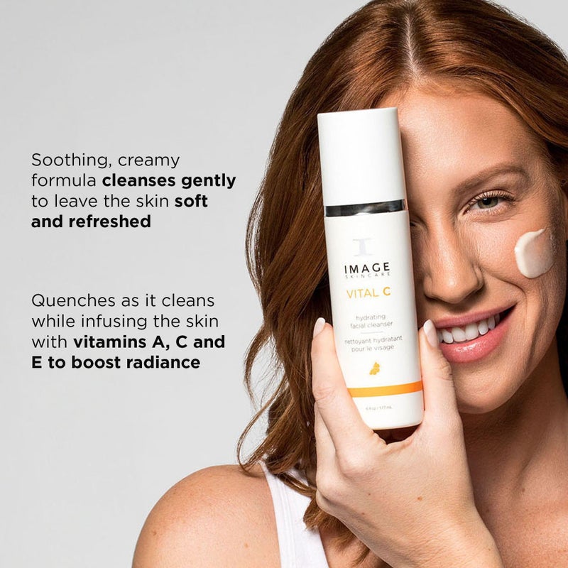 IMAGE SKINCARE صابون الوجه المرطب VITAL C من IMAGE Skincare، غسول وجه لطيف مع فيتامين C و E و A، 6 أونصة سائلة - Image 3