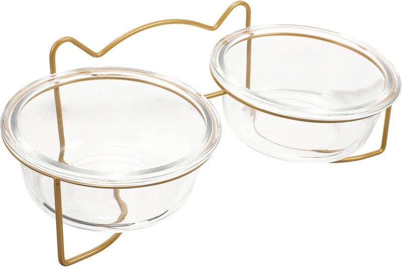 Double Bowl Cat Feeder Elevated Raised Pet Bowls with White Painted Metal Stand for Cat and Dog Feeding Detachable Dual Feeding Dish Suitable for Home Use - Image 1