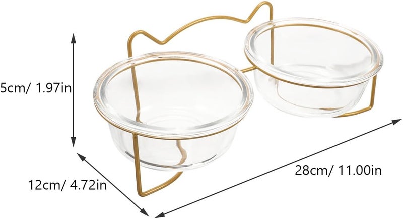 Double Bowl Cat Feeder Elevated Raised Pet Bowls with White Painted Metal Stand for Cat and Dog Feeding Detachable Dual Feeding Dish Suitable for Home Use - Image 2