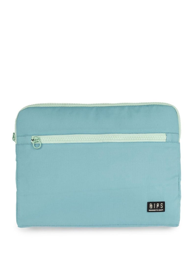 QIPS 14-Inch Laptop Sleeve – Slim PU-Coated Water-Resistant Case with Foam Padding & Front Pocket – Fits MacBook, Dell, Lenovo, HP – Lightweight Sleeve for Work, School & Travel (Turquoise Blue) - Image 1