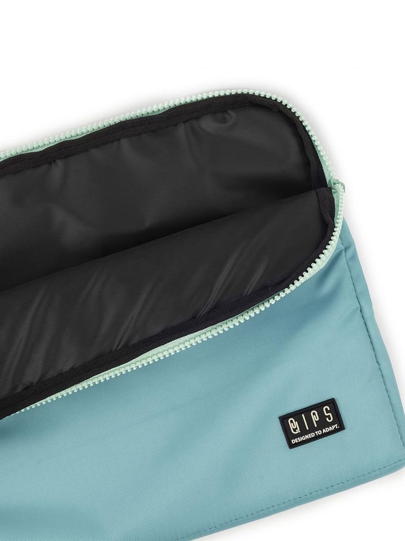 QIPS 14-Inch Laptop Sleeve – Slim PU-Coated Water-Resistant Case with Foam Padding & Front Pocket – Fits MacBook, Dell, Lenovo, HP – Lightweight Sleeve for Work, School & Travel (Turquoise Blue) - Image 5