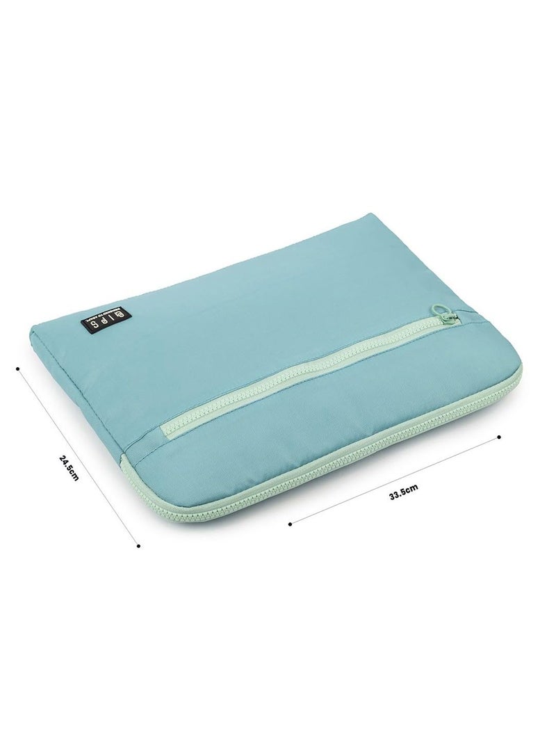 QIPS 14-Inch Laptop Sleeve – Slim PU-Coated Water-Resistant Case with Foam Padding & Front Pocket – Fits MacBook, Dell, Lenovo, HP – Lightweight Sleeve for Work, School & Travel (Turquoise Blue) - Image 3