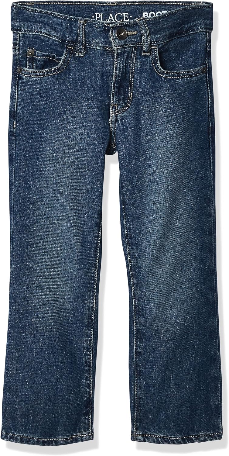 The Children's Place Boys Basic Bootcut Jeans - Medium Indigo, Size 7 - Image 1