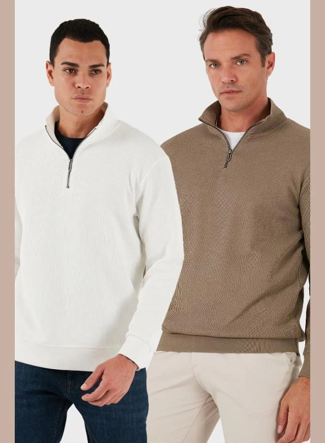 Buratti Cotton Regular Fit Half Zipper Stand Collar 2-Pack Sweat Men's SWEAT 5905716S2
