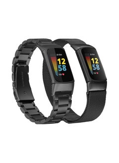 KASTWAVE Fitbit Charge 5 Bands, Magnetic Mesh Loop Bands and Metal Adjustable Stainless Steel Wristband Replacement, for Charge 5 Fitness Health Tracker, 2 Pcs  - Image 1