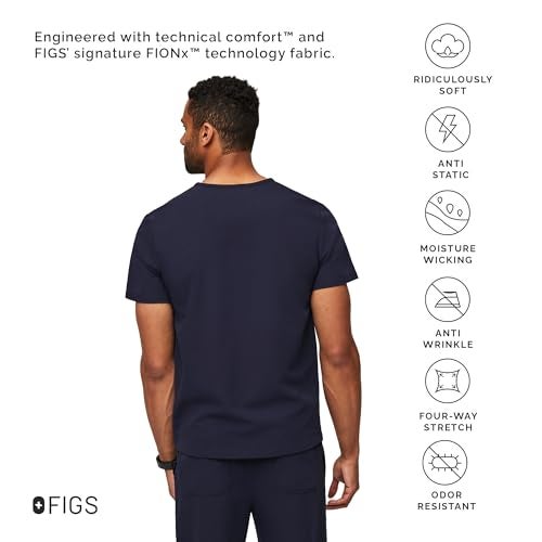 FIGS Chisec Three-Pocket Scrub Top for Men – Navy Blue, XL - Image 3
