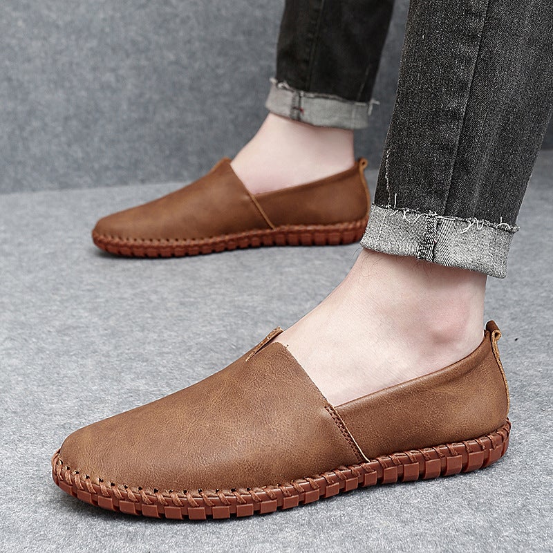 Men'S Leather Shoes Breathable 2023 New Casual Shoes Men'S Flat Heel Men'S Shoes Pure Leather Men'S Bean Shoes - Image 5