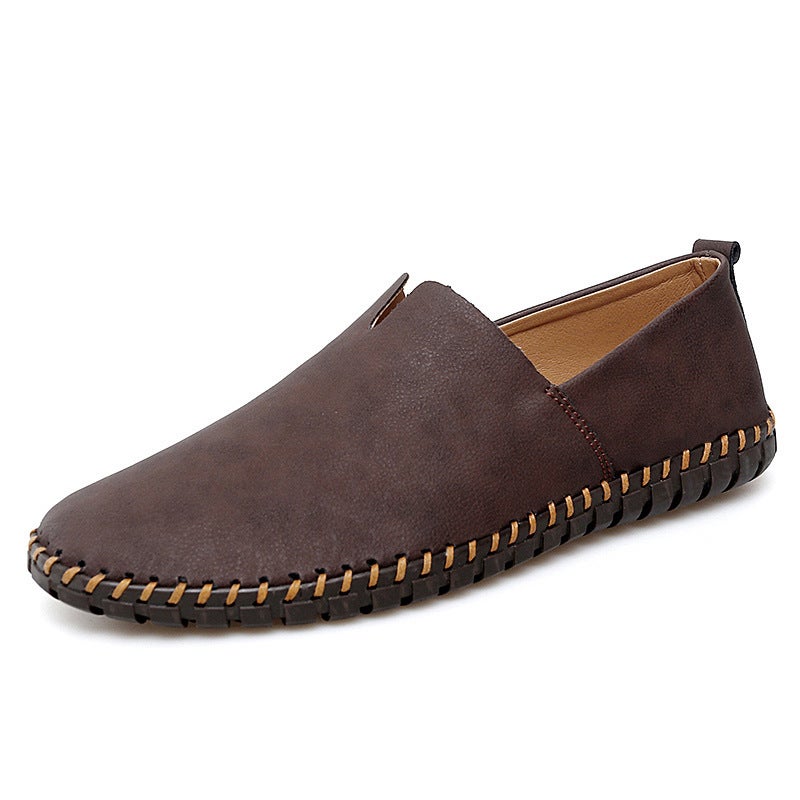 Men'S Leather Shoes Breathable 2023 New Casual Shoes Men'S Flat Heel Men'S Shoes Pure Leather Men'S Bean Shoes - Image 1