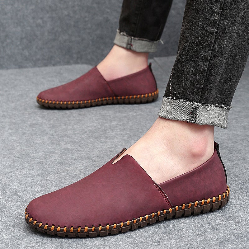 Men'S Leather Shoes Breathable 2023 New Casual Shoes Men'S Flat Heel Men'S Shoes Pure Leather Men'S Bean Shoes - Image 3