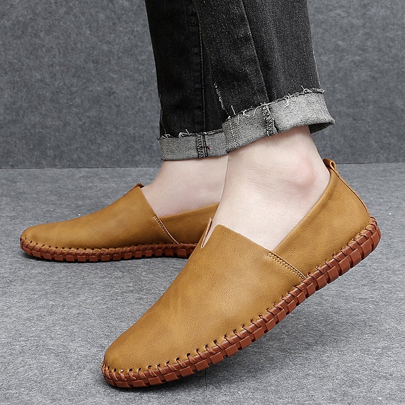 Men'S Leather Shoes Breathable 2023 New Casual Shoes Men'S Flat Heel Men'S Shoes Pure Leather Men'S Bean Shoes - Image 2