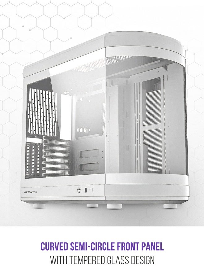 Tortox Tortox Vidrio Curved Tempered Glass ATX/M-ATX/Mini-ITX Gaming PC Case, 6 ARGB PWM Fans Pre-Installed, Type-C USB Port, 360mm Radiator Support, Excellent Airflow  - Image 3