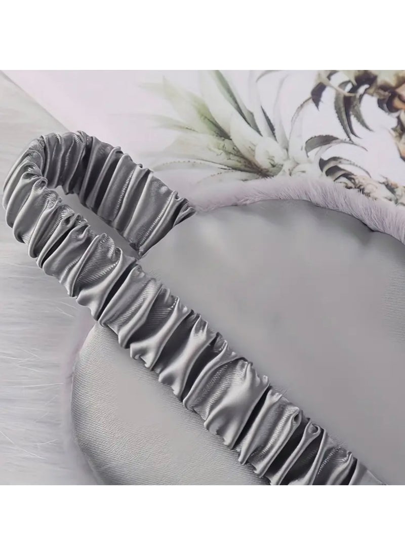 CleanWave - The Pure Effect CleanWave Plush Sleeping Eye Mask, Ultra-Soft and Fuffy Plush Blindfold Comfortable Faux Fur Eye Shade with Elastic Strap for Women and Kids, Travel Nap Sleeping Soft & Skin-friendly,(GRAY)  - Image 4
