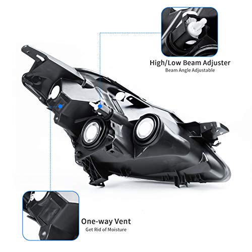 DWVO Headlight Assembly Compatible with 07 08 09 Altima 4-Door Sedan 2007 2008 2009 Black Housing with Amber Reflector Clear Lens - Image 3