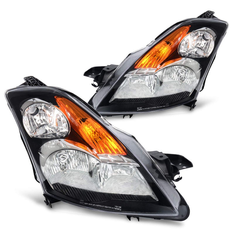 DWVO Headlight Assembly Compatible with 07 08 09 Altima 4-Door Sedan 2007 2008 2009 Black Housing with Amber Reflector Clear Lens - Image 4