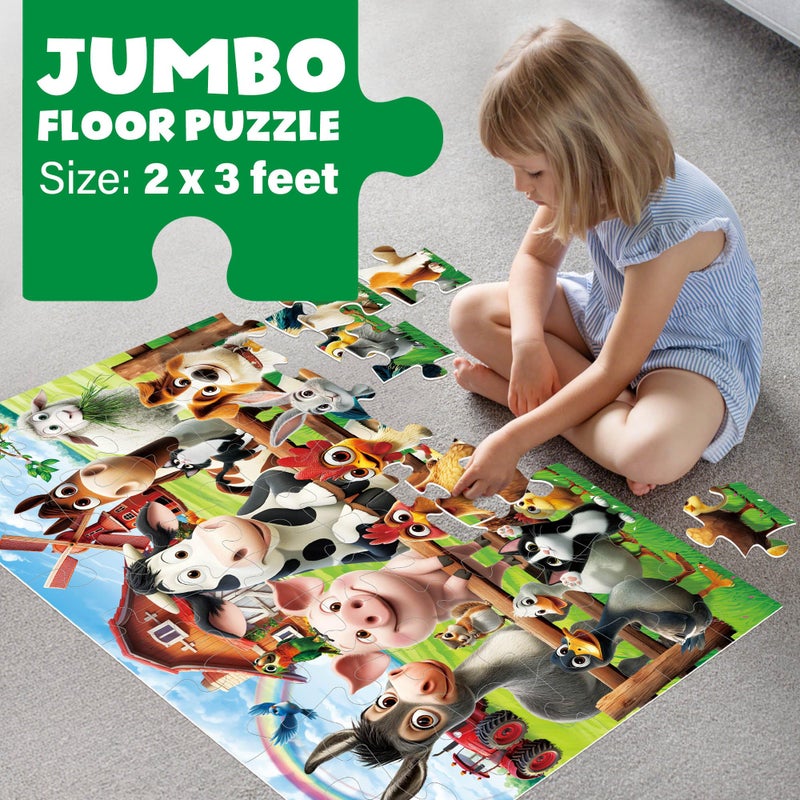 BenBen Floor Puzzles for Kids, 48 Piece 2 x 3 feet Farm Animals Puzzles for Kids Ages 4-6, Large Jigsaw Puzzles for Toddlers, Birthday Gift for Girls Boys - Image 2