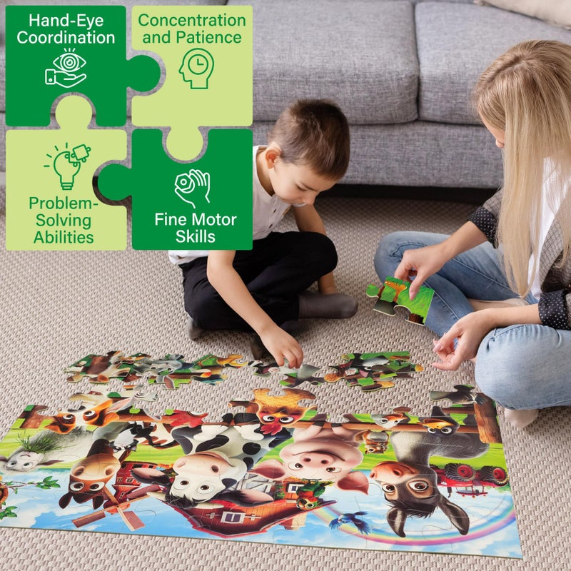 BenBen Floor Puzzles for Kids, 48 Piece 2 x 3 feet Farm Animals Puzzles for Kids Ages 4-6, Large Jigsaw Puzzles for Toddlers, Birthday Gift for Girls Boys - Image 5