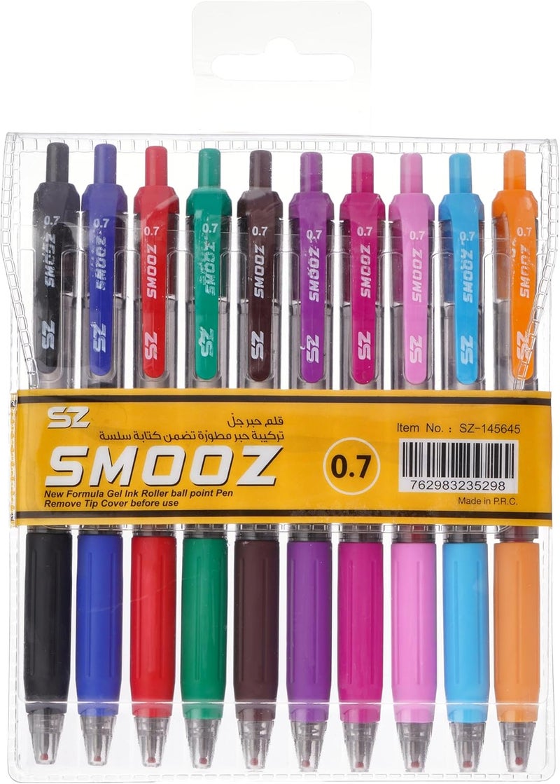 SMOOZ 10-Color 0.7 mm Gel Ink Pen 10-Pieces, Multicolor - Image 2