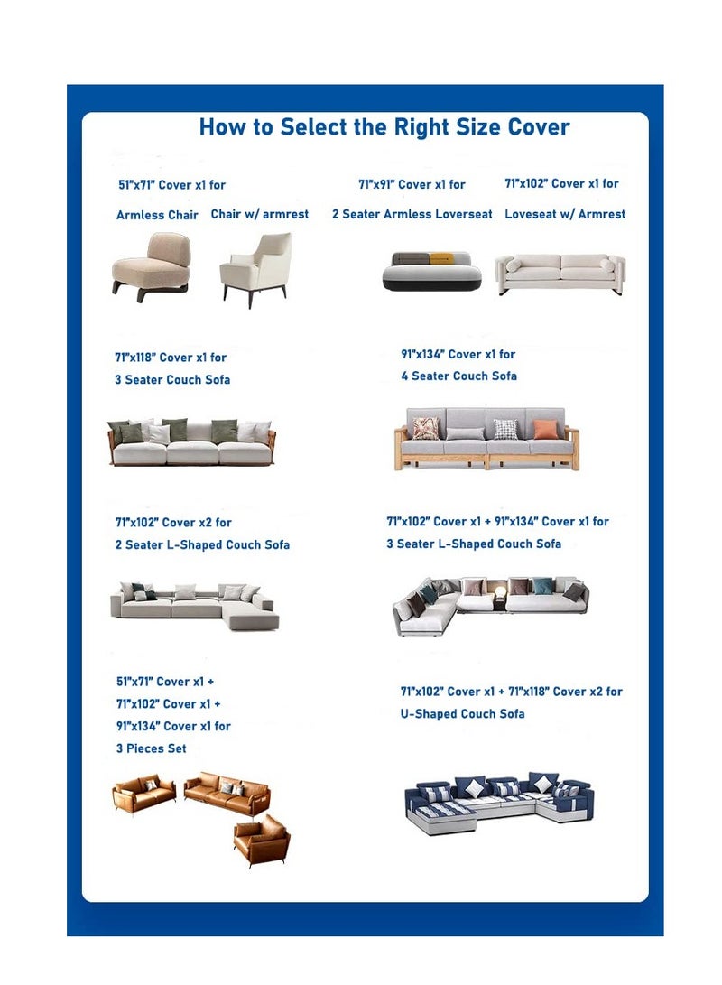 Excefore Couch Cover Sheet Blanket, 71" x 118" Oversized Reversible Couch Covers for 3 Cushion Sofa, Extra Large Furniture Decoration Cover Sofa Slipcovers, Pet Couch Covers for Sofa, Khaki - Image 2