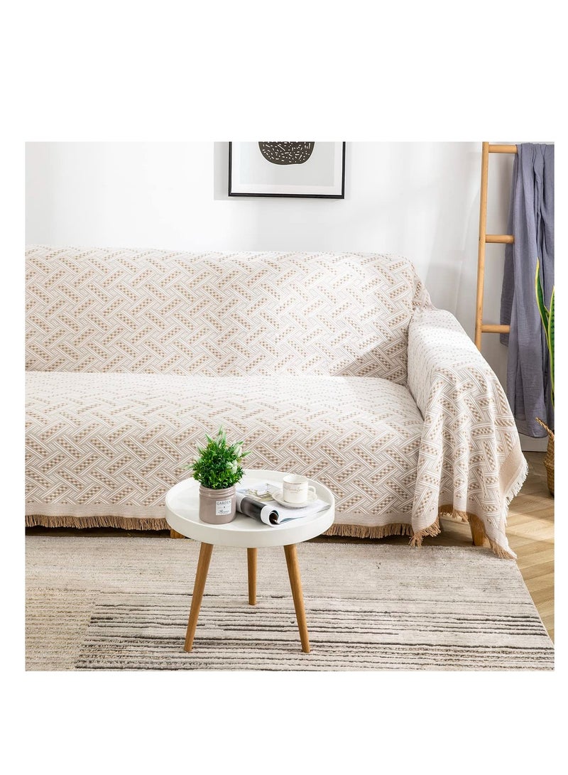 Excefore Couch Cover Sheet Blanket, 71" x 118" Oversized Reversible Couch Covers for 3 Cushion Sofa, Extra Large Furniture Decoration Cover Sofa Slipcovers, Pet Couch Covers for Sofa, Khaki - Image 3