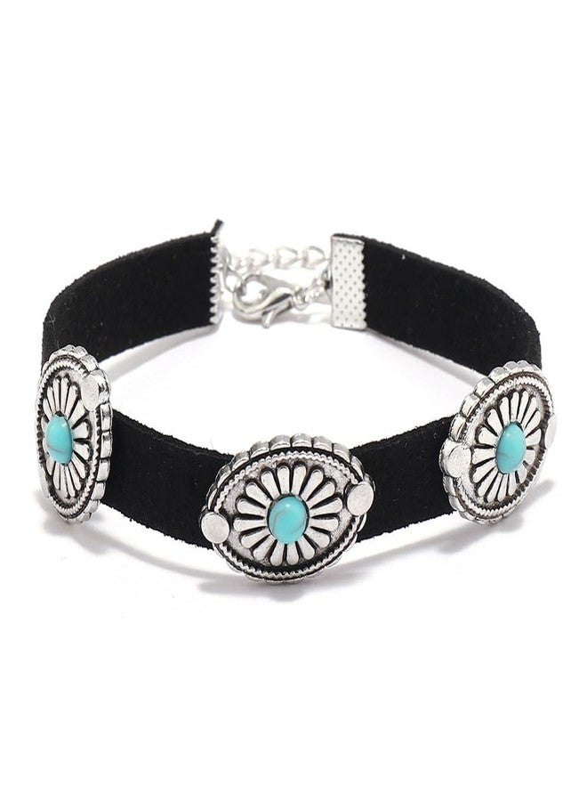 ANGLEQUEEN Western Bracelet for Women Country Concert Outfits Bohemian Vintage Red Black Turquoise Bracelets Cowgirl Cowboy Country Bracelet Boho Bracelets Accessories (Black-Green) - Image 1