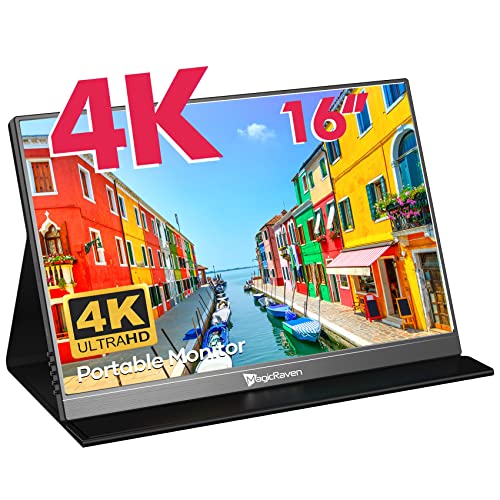 MAGICRAVEN 4K Portable Monitor, 16" 3840x2400 IPS Laptop Screen, 1500:1, 400 Nits Screen USB C HDMI Computer Gaming Display with Speakers & Smart Cover, Travel Monitor for PC Phone PS5/4 Xbox Switch - Image 1