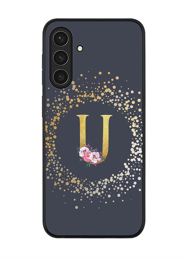 Stylizedd For Samsung Galaxy A26 5G Case,Slim fit Camera Protection, Shockproof Thin Phone cover  - Custom Monogram Floral - U  (Grey ) - Image 1