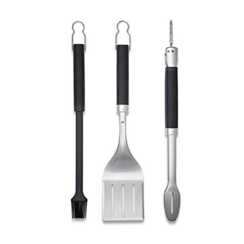 Premium BBQ Tools Set - 3 Pcs Stainless Steel Tongs, Spatula and Baster for Barbeque Cooking BBQ Metal Utensils for Outdoor Cooking and Grilling - Silver 6764 - Image 1