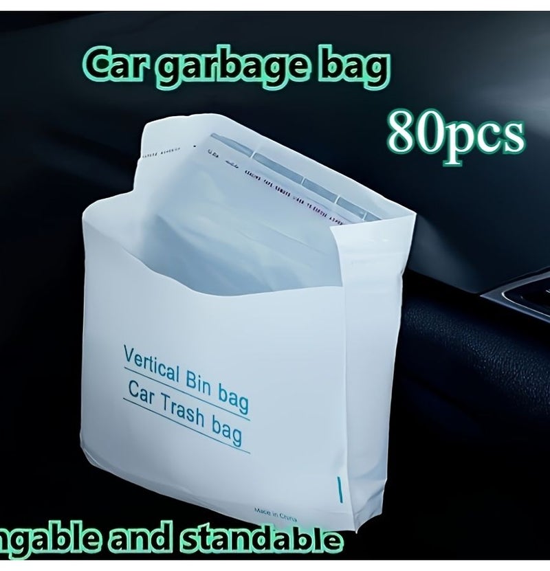 80 كيس نفايات قابل للتصرف مطوَّر، مقاس 8x10 بوصة، أكياس قيء متينة للسيارة - Image 3