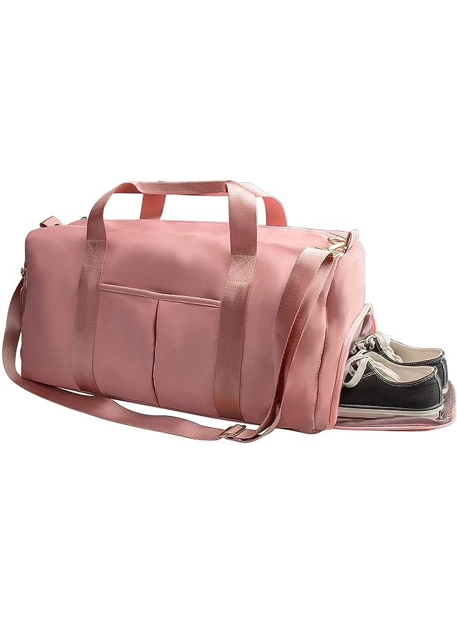 AMERTEER Sports Gym Bag for Women,Workout Duffel Bag Travel Bags Swim Sports Travel Gym Bag with Dry Wet Pocket and Shoe Compartment(Pink)  - Image 1