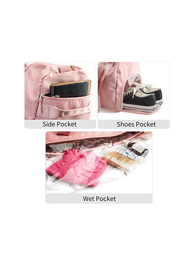 AMERTEER Sports Gym Bag for Women,Workout Duffel Bag Travel Bags Swim Sports Travel Gym Bag with Dry Wet Pocket and Shoe Compartment(Pink)  - Image 3