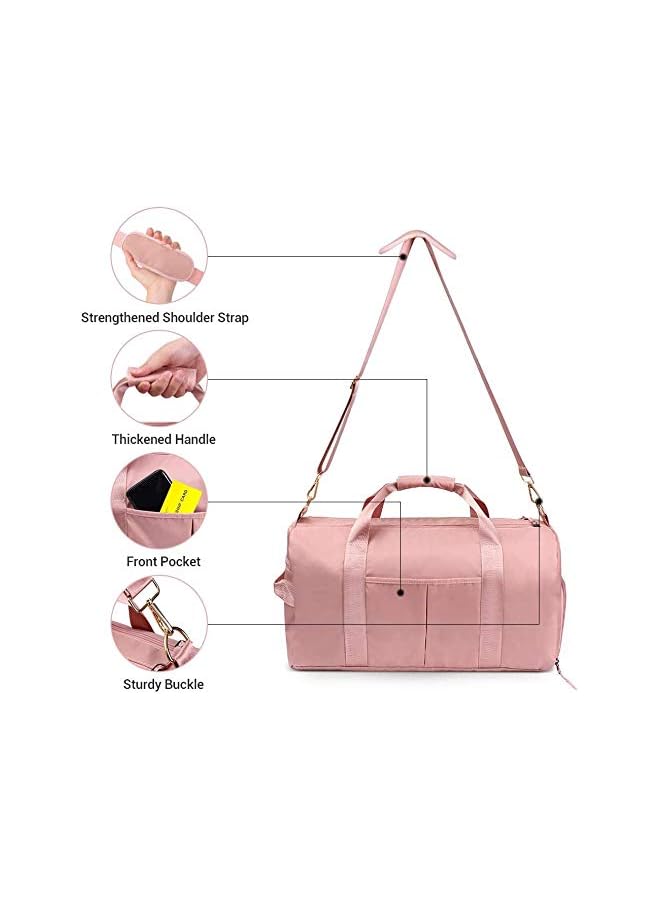 AMERTEER Sports Gym Bag for Women,Workout Duffel Bag Travel Bags Swim Sports Travel Gym Bag with Dry Wet Pocket and Shoe Compartment(Pink)  - Image 4