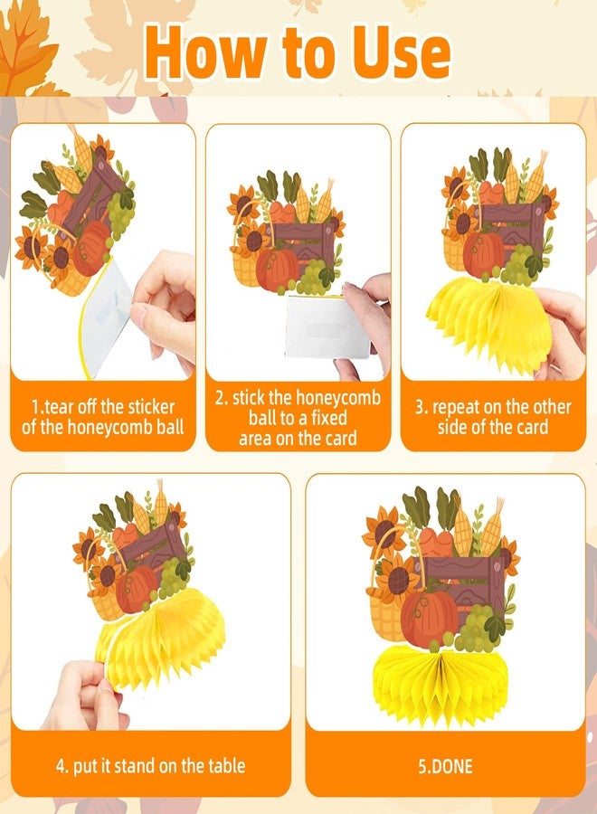 PhyLence 9 Pcs Thanksgiving Honeycomb Centerpieces - Fall Pumpkin, Cornucopia, Truck and Harvest Table Decorations for Autumn Parties, Family Dinners, and Classroom Celebrations - Image 3