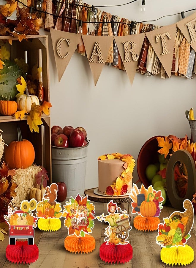 PhyLence 9 Pcs Thanksgiving Honeycomb Centerpieces - Fall Pumpkin, Cornucopia, Truck and Harvest Table Decorations for Autumn Parties, Family Dinners, and Classroom Celebrations - Image 5