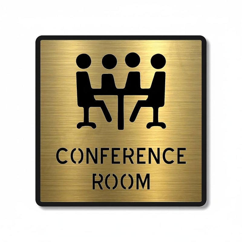 BerryBox Premium Brush Finish Gold Acrylic Conference Room Sign 5.8 Inch Easy to Mount 3M Self-Adhesive Tape for Business Office Hospital Corporate Hotel Company Factory Bank Commercial - Image 1