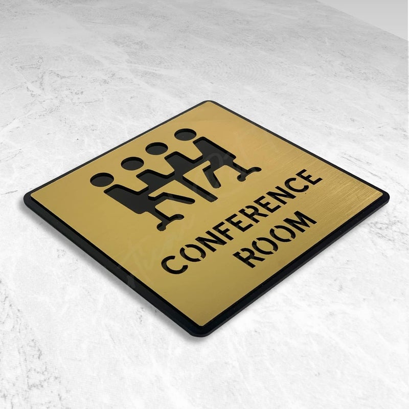 BerryBox Premium Brush Finish Gold Acrylic Conference Room Sign 5.8 Inch Easy to Mount 3M Self-Adhesive Tape for Business Office Hospital Corporate Hotel Company Factory Bank Commercial - Image 2