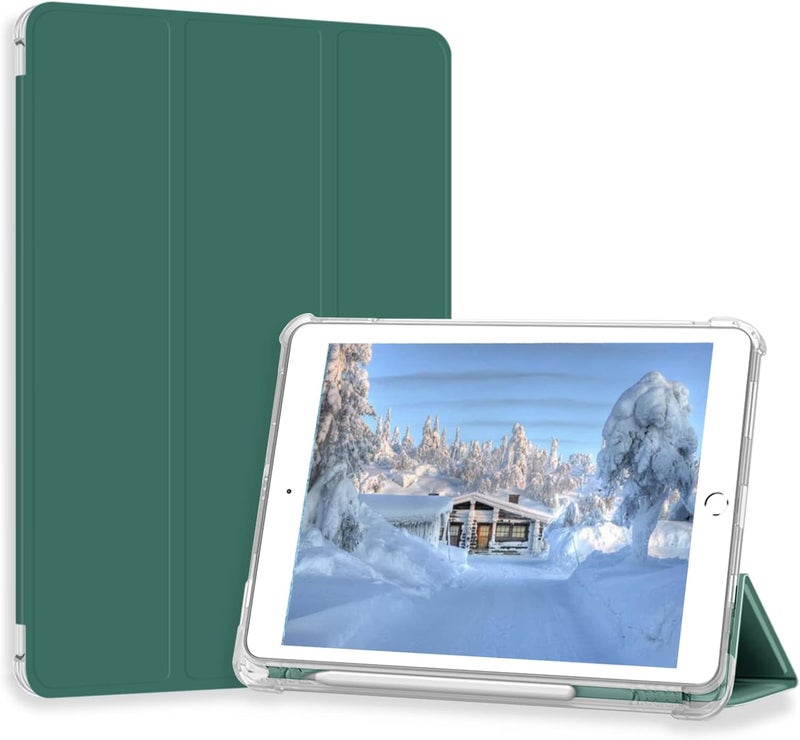Divufus غطاء خاص بـ iPad Pro 9.7 فقط (الموديل القديم 2016)، غطاء ذكي خفيف الوزن ونحيف مع خاصية النوم/الاستيقاظ التلقائي وقاعدة ثلاثية، مع غطاء خلفي من TPU ناعم ومعتم شفاف لحمل القلم لـ iPad Pro 9.7 بوصة، باللون الأخضر الداكن - Image 1