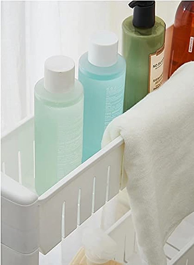 KIDINGTON Plastic 2 Tier Space Saving Storage Organizer Slim Rack Shelf with Wheels || Slim Slide Out Kitchen Trolley Rack Holder Storage Organizer for Kitchen, Bathroom (Multi Colour) - Image 2