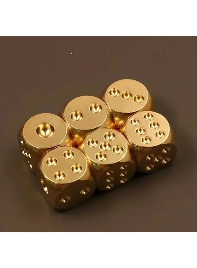 6Pcs Golden Electroplated Six Sided Dice Set Desktop Games Party Entertainment - Image 2
